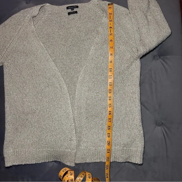 Massimo Dutti Beige with Gold Metallic Open Front Mohair Blend Cardigan - Picture 8 of 8